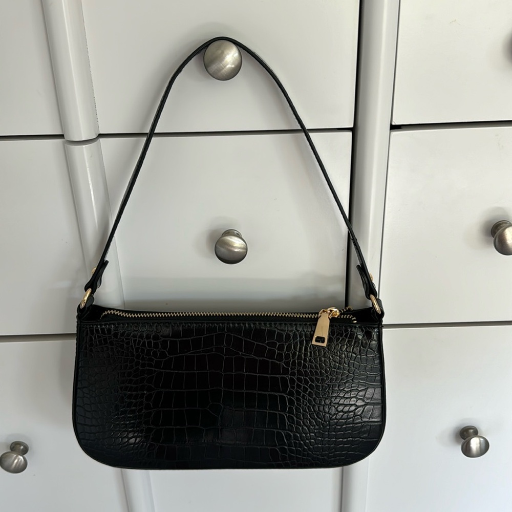 Crocodile Shoulder Bag Black
